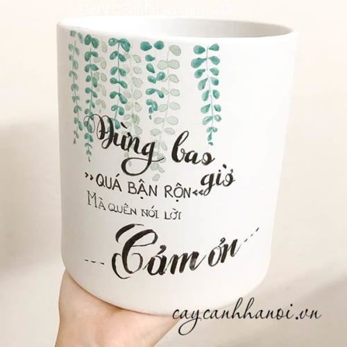 Chậu cây cảnh với slogan đừng bao giờ quá bận rộn