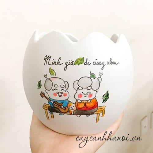 Chậu cây cảnh với slogan mình giá đi cùng nhau