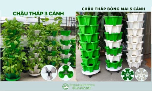 Các dạng chậu nhựa xếp tầng trồng rau