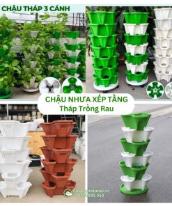 Chậu nhựa xếp tầng trồng rau cây cảnh