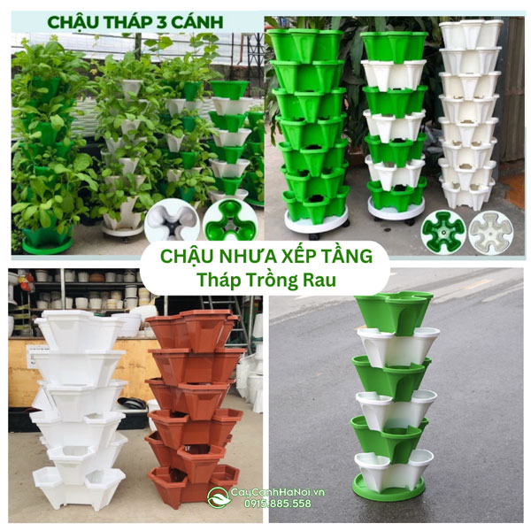 Chậu nhựa xếp tầng trồng rau cây cảnh