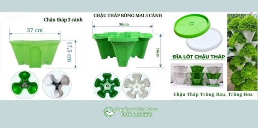 Kích thước chậu xếp tầng trồng rau