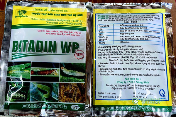 Thuốc trừ sâu sinh học thế hệ mới Bacillus BITADIN WP